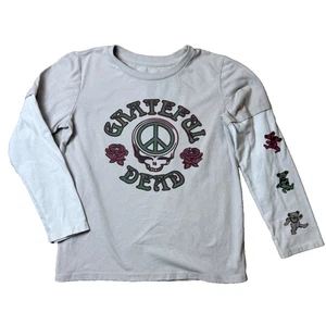 Kids Grateful Dead Long Sleeve Layered Look T Shirt Peace Skull Bears Large - Picture 1 of 5