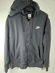 NIKE Felpa con Cappuccio Uomo Taglia Media Classica Nera Retrò Logo Ricamato Zip Up - Foto 1 di 11