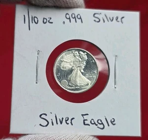 American Silver Eagle Design - 1/10 troy oz .999 Fine SILVER Mini Coin Round - Picture 1 of 2