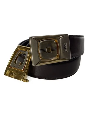 YVES SAINT LAURENT Men's Leather Belt in Black - Image 1 of 4