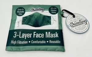 New Genuine CHICOBAG One Size Adjustable Adult 3-Layer FACE MASK Washable (SAGE) - Picture 1 of 5