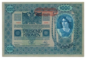 Österreich Ungarn 1000 Kronen 1902 Banknote Tschechien Slowakei Ungarn Austria - Bild 1 von 6