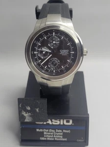 Casio Edifice Men's Quartz Multi-Function Black Rubber Band 41mm Watch EF305-1AV - Picture 1 of 2