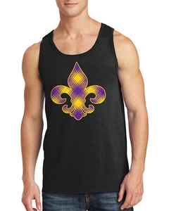 Kariertes Karneval Fleur de Lis Herren Tank Top Fat Tuesday - Bild 1 von 9