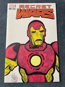 Secret Wars #1 2015 Marvel Comic Book Sketch Variant Color Art Iron Man NM - Picture 1 of 5