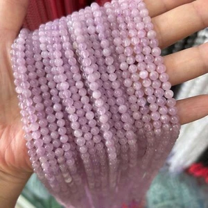 4-12MM Natural Round Smooth Colored Pink Kunzite Spodumene Stone Gemstone Beads - Picture 1 of 12