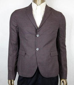 $1650 Gucci Mens Grey/Burgundy Vichy Wool Gauze Jacket 2 Buttons 406675 6086 - Picture 1 of 15