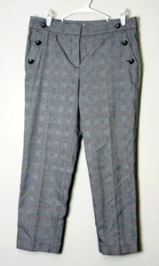 Pantalones Loft Mujer 8 Grises Pantalones de Carrera a Cuadros Marinero Botón Acentos Gris Pantalones - Imagen 1 de 10