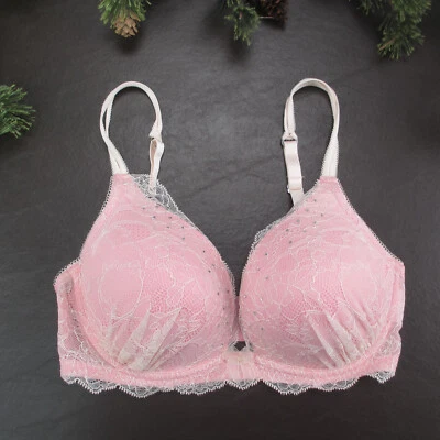 Sujetador H&M 34D Rosa Encaje Acolchado Con Aros Cierre Ajustable Espalda Foto 1 de 4