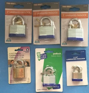 New Padlock with Key Lot Various Brands (6) - Picture 1 of 2