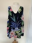 BNWT Ladies Black & Pink Tropical Pink Sleeveless Lined Top Size 20 - 22