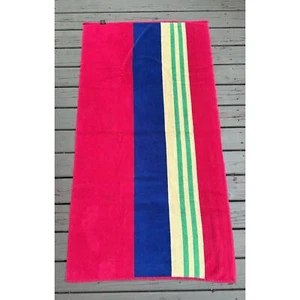 Vintage Ralph Lauren beach towel polo striped red blue yellow cotton 34x64” USA - Picture 1 of 10