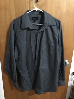 Axist Men's Gray stripes Button Long Sleeve Shirt 17  34/35 - Image 1 of 4