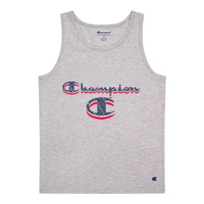 Camiseta sin mangas Champion® Halftone Script gris talla grande para niños Foto 1 de 4