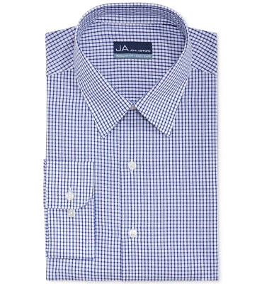 $75 John Ashford Men'S Regular-Fit White Blue Check Dress Shirt, 34-35 - Image 1 of 2