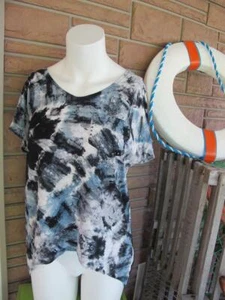 ROCK & REPUBLIC Women Top Size M short sleeve High Low shirt rivet pocket - Picture 1 of 5