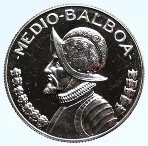 1969 PANAMA Spanish Conquistador Hero VINTAGE OLD Silver 1/2 BALBOA Coin i96756 - Picture 1 of 4