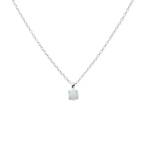 Collana elegante goccia rotonda opale classico argento sterling placcato platino - Foto 1 di 2