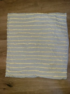 Pottery Barn "Gray w/ Pale Yellow Embroidered Stripes" 18" Pillow Cover - Image 1 of 4