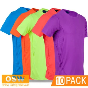 10 X MENS LADIES SPORTS GYM BREATHABLE ACTIVE PERFORMANCE TEES SHIRTS - Imagen 1 de 11