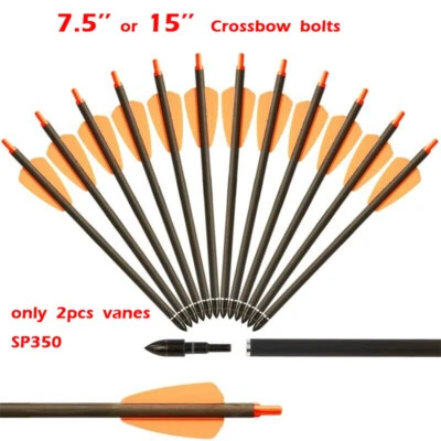 12pc 7.5" or 15" Carbon Bolts Archery Arrows Screw-in Tips Point Hunting Bolts - Image 1 of 4