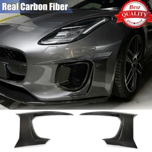 Real Carbon Fiber Front Bumper Fins Air Vent Covers for Jaguar F-Type 2017-2019 - Picture 1 of 12