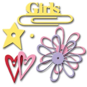 GIRLS METAL ACCENTS Paper Clip Stars Hearts Flowers Scrapbooking Card Making - Picture 1 of 1