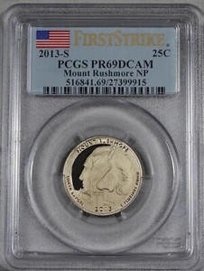 2013 S MOUNT RUSHMORE NP QUARTER 25C PCGS PR69DCAM FIRST STRIKE PR69 FS 27399915 - Picture 1 of 2