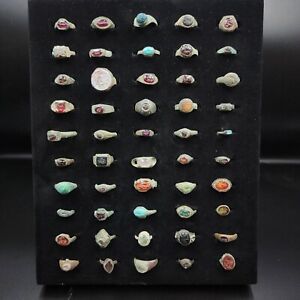A SET OF 50PCS RARE ANCIENT ROMAN BRONZE RINGS WITH ENGRAVED GEMS. STAMPS