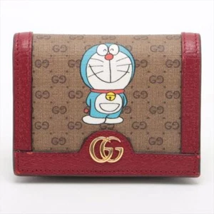 Doraemon x Gucci Micro Guccisima 647788 PVC x Leather Wallet Brown x Red - Picture 1 of 6