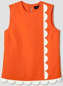 Canotta Victoria Beckham x Target Twill asimmetrica orlo smerlato taglia M arancione - Foto 1 di 3