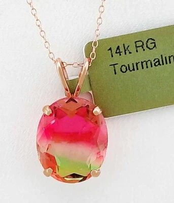 COLGANTE TURMALINA AAA 5,77 quilates creado en laboratorio oro rosa 14k - Nuevo con etiqueta Foto 1 de 4