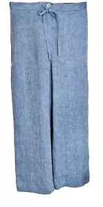 $275 Theory Women’s Wide Leg Cropped Chambray Drape Hemp Pants-Blue-Size: 8 New - Picture 1 of 5