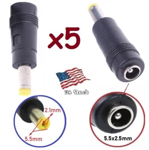 x5 DC Power 5,5x2,1mm Stecker auf 5,5x2,5mm Buchse Klinke Adapter Steckverbinder (E) - Bild 1 von 8