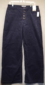 NWT GAP Pants Women's High Rise Stride Size 32/14R Navy Wide Leg Button Fly - Picture 1 of 12