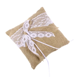 20 X Pillow Bride Hessian Burlap Wedding Bearer Cushion - Picture 1 of 7