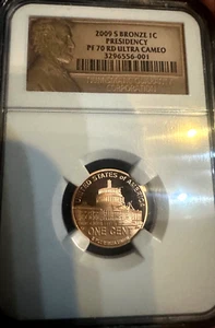 2009 S 1c BRONZE PRESIDENCY NGC PF 70 RD ULTRA CAMEO PROOF LINCOLN LABEL - Picture 1 of 1