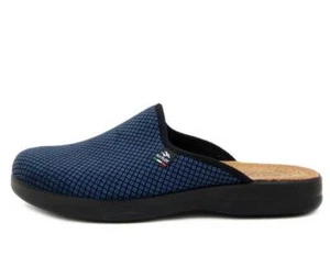 Pantofole Uomo invernali Tessuto Nero e Blu Sottopiede Pelle Anatomico FLY FLOT - Imagen 1 de 4