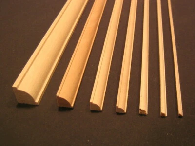 Moldura de cuarto de cuentas 1/4" x 1/4" x 22" para casa de muñecas moldura de tilo 3 piezas Foto 1 de 2