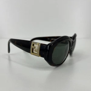 Fendi Oval Wrap Brown Sunglasses Dark Tortoise Brown 140 FS 172 Women's Small - Picture 1 of 9
