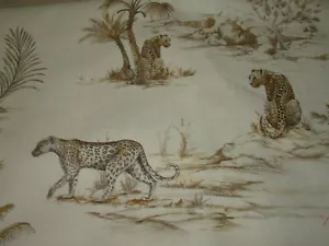 2 YDS COVINGTON JUMANJI SAFARI TOILE COTTON DRAPERY UPHOLSTERY FABRIC FOR LESS - Picture 1 of 3