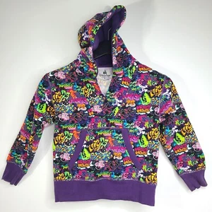 Disney Parks Mickey Mouse Black Purple Pull over Hoodie Sweater Kids S Graffiti - Picture 1 of 8