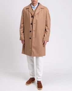 RRP€2890 DUNHILL top coat lana cammello IT54 US44 2XL foderato colletto Made in Italy - Foto 1 di 12