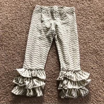 Pantalones con Volantes Mostaza Pastel Niñas 5 Gris Crema Elástico Pull On Foto 1 de 4