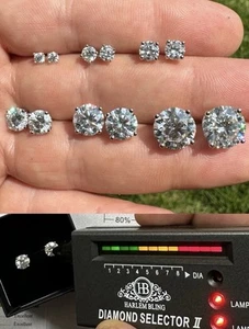 Real Moissanite Pushback Stud Earrings 925 Silver Hip Hop Mens Ladies 4mm - Picture 1 of 4