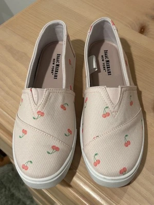 Isaac Mizrahi Womens Cherry Print CANVAS SLIP ON SNEAKERS size 7.5 NEW  - Image 1 of 3