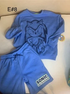 Boys Hoodie T Shirt Shorts Set Outfit 6/7 Long Sleeve Sonic - Picture 1 of 3