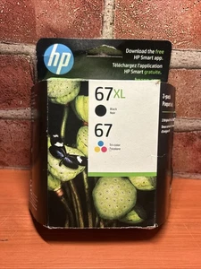 HP 67XL Black + 67 Tri-Color Ink Cartridge 2 Pack - 3YP30AN EXP 4/2026 - Picture 1 of 4