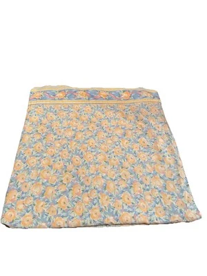 Sábana bajera plana Croscill Fiesta floral de polialgodón azul amarillo rosas hecha en EE. UU. Foto 1 de 3