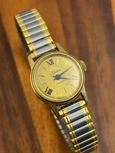 Vintage Slava USSR Soviet Women's Watch Mechanical Gold Tone 20mm - Running - Picture 1 of 4